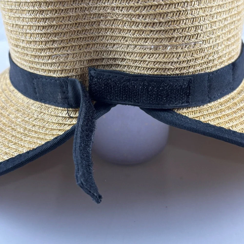 Cappelli Straworld Sun Hat Womens OS Tan Black Wide Brim Adjustable
